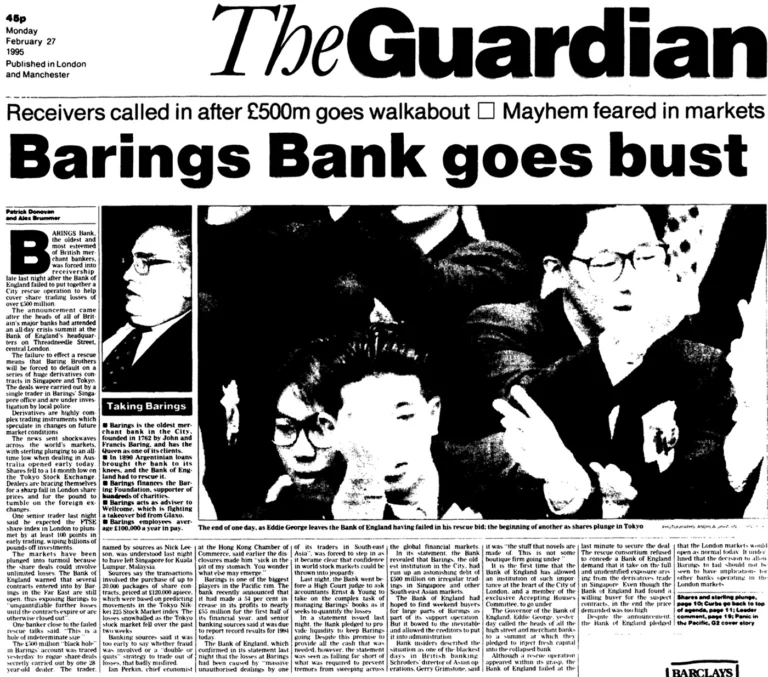 Imagem de capa de Barings Bank: o homem que quebrou um banco centenário